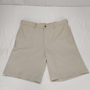 Haggar Cool 18 Pros Size 36 Beige Khaki Shorts Mens Golf Breathable Lightweight